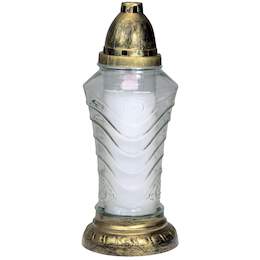 1257859 - Glas-Grablampe weiß DM 11,5cm H 29cm m. Einsatz